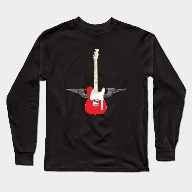 Red Flying Tele Long Sleeve T-Shirt by sanjayaepy